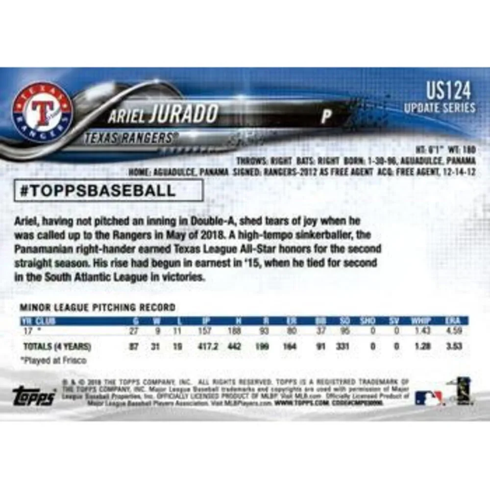 2018 Topps Update Ariel Jurado RC #US124 Texas Rangers